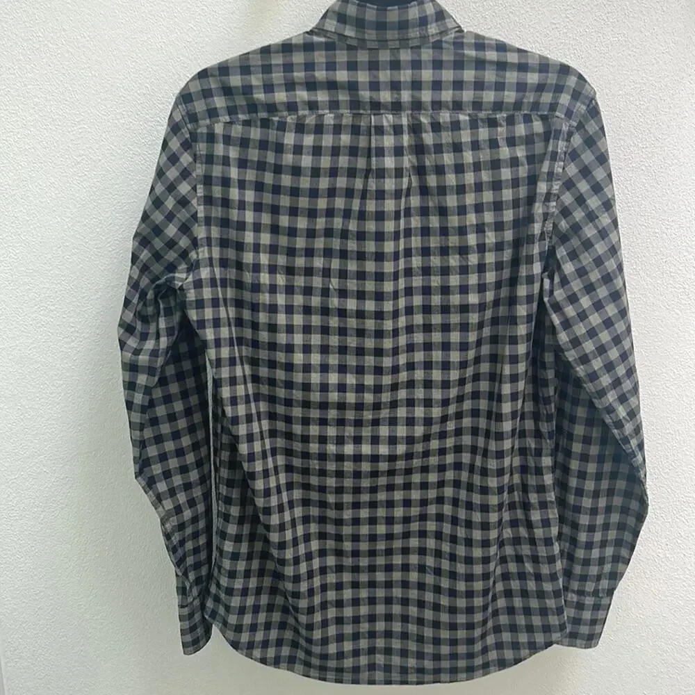 J Crew Slim Fit Stretch Secret Watch Button Down Shirt Navy Olive Plaid Small